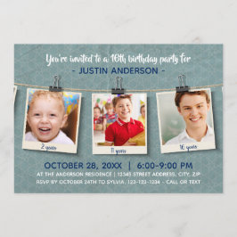 Tre foton på Twine - Födelsedagsfest inbjudan