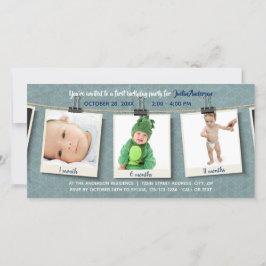 Tre foton på Twine - födelsedagsfotokort