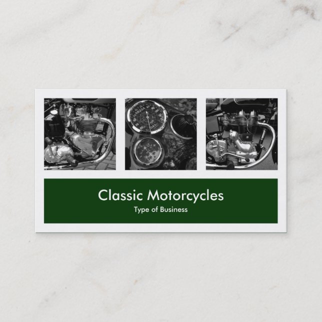 Tre foton plus ett - Mörk grönt Visitkort (Framsida)