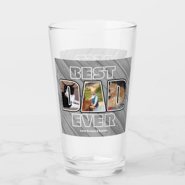 Tre fotopapper med bästa Pappa någonsin anpassat n Glaskopp (Framsida)