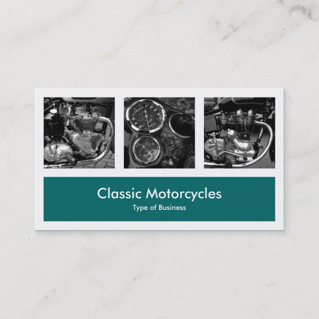 Tre fotoplus en - Mossgrönt Visitkort (Framsida)