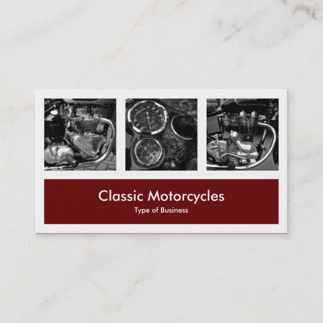 Tre fotoplus en - rödbrun mörk visitkort (Framsida)