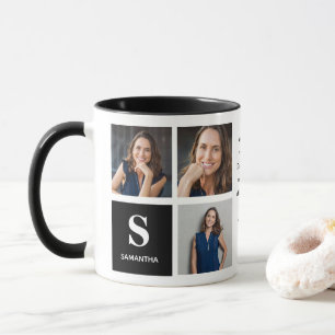 Tre fotosvarta monogram mugg