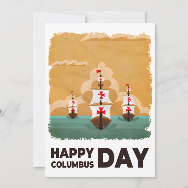 Tre Fraktaser Lycklig Columbus Day Inbjudningar (Framsida)