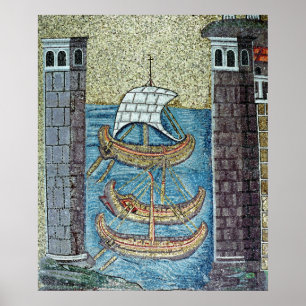 Tre frakter som skriver in porten av Ravenna Poster