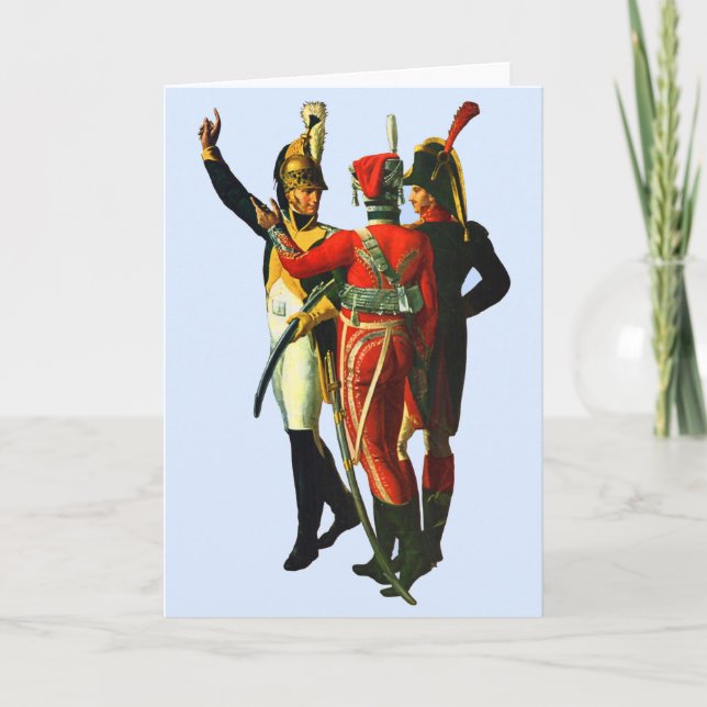 tre Fransk soldater omkring 1800 Kort (Framsida)