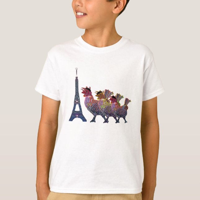 Tre franska hönaskjortor tee shirt (Framsida)