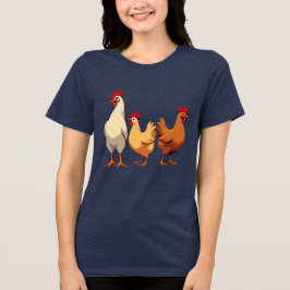 Tre franska hönor utskärningsstencil-stil t shirt