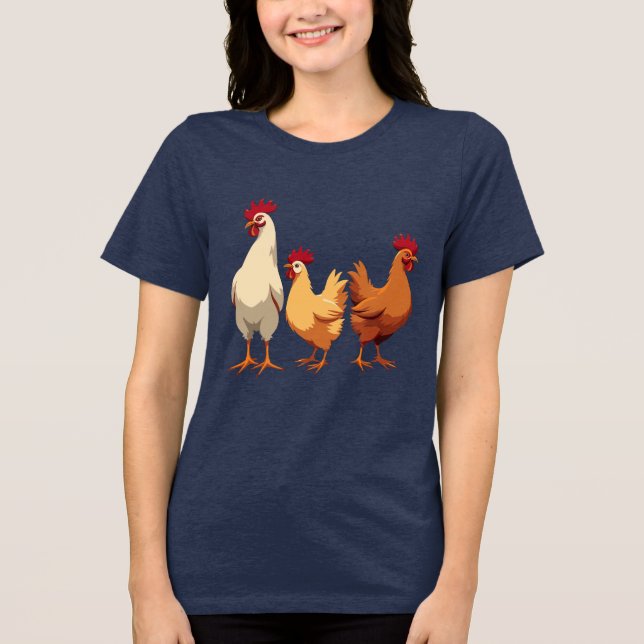 Tre franska hönor utskärningsstencil-stil t shirt (Framsida)