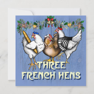Tre franska höns julkort