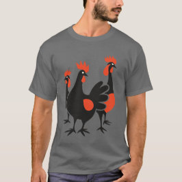 Tre franska höns Retro mitten av 1900-talet Utklip T Shirt