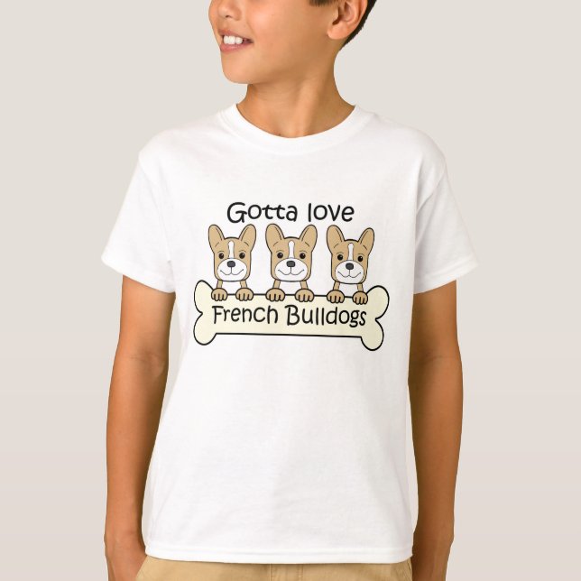 Tre Franskar Bulldog T-shirt (Framsida)
