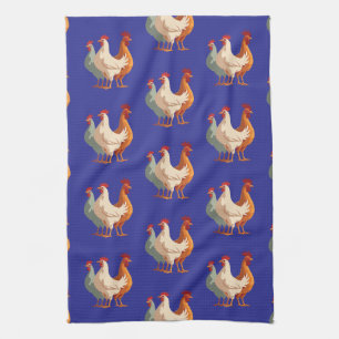 Tre Franskar - Hens Retro Mid Century-utklipp 6 Kökshandduk