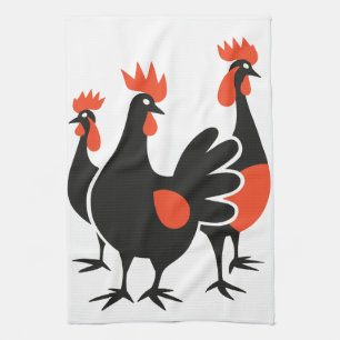 Tre Franskar Hens Retro-utklipp 4 Kökshandduk