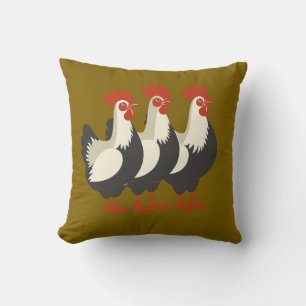 Tre Franskar - Hens Retro-utklipp i mitten av århu Kudde