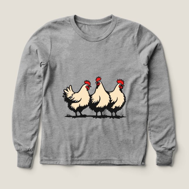 Tre Franskar höns utskuren stencil-Stil 4 T Shirt (Design framsida)