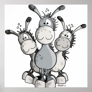 Tre Funny Donkey Poster