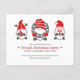 Tre funny Gnomes Virtuell jul Party Helg Vykort
