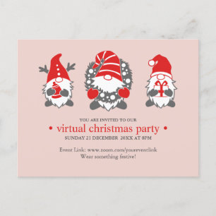 Tre funny Gnomes    Virtuella jul-Party Helg Vykort