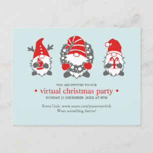 Tre funny Gnomes Virtuella julhelgen Party Helg Vykort