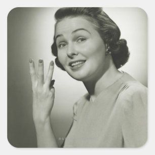 Tre Fyrkantigt Klistermärke