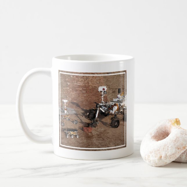 Tre Generation av Mars Rovers. Kaffemugg (Med munk)