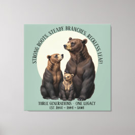 Tre generationer familjeträd Folksy Björn Canvas