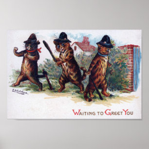 Tre gingerkatter, Louis Wain Poster