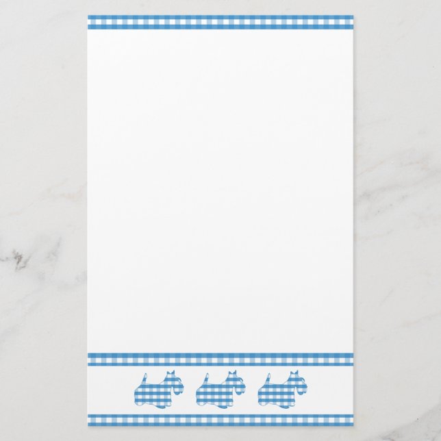 Tre Gingham Scottie Hundar Brevpapper (Framsida)