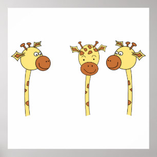 Tre Giraffes Tecknad. Poster