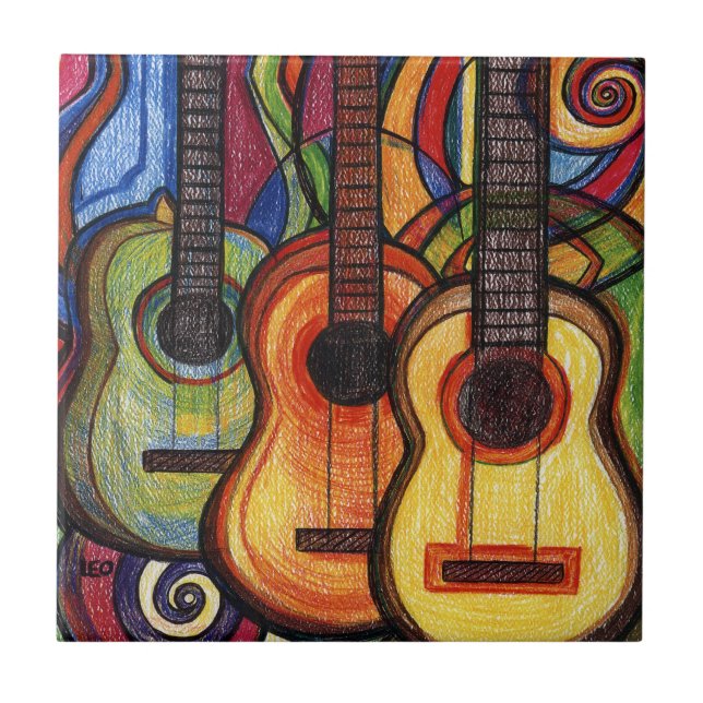 Tre gitarrer kakelplatta (Framsidan)