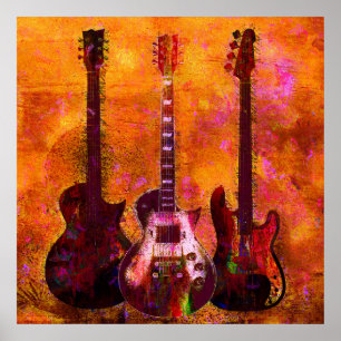 Tre gitarrer poster
