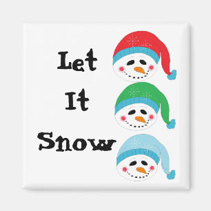 Tre glada snömansansikten magnet