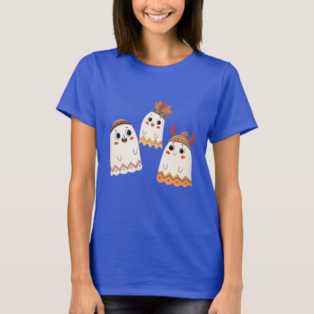 Tre glada spöken med unika hörn t shirt (Framsida)