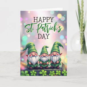 Tre glada tomtar & Shamrocks St. Patricks dag Kort