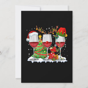 Tre glas Red Vin Funny Julafton Drinker Christm Spara Datumet