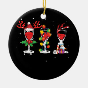 Tre glas Red Vin Santa Hat jul Julgransprydnad Keramik