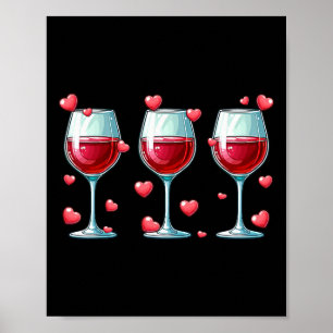 Tre Glas Vin Alla Hjärtans Dag Par Roligt Dr Poster