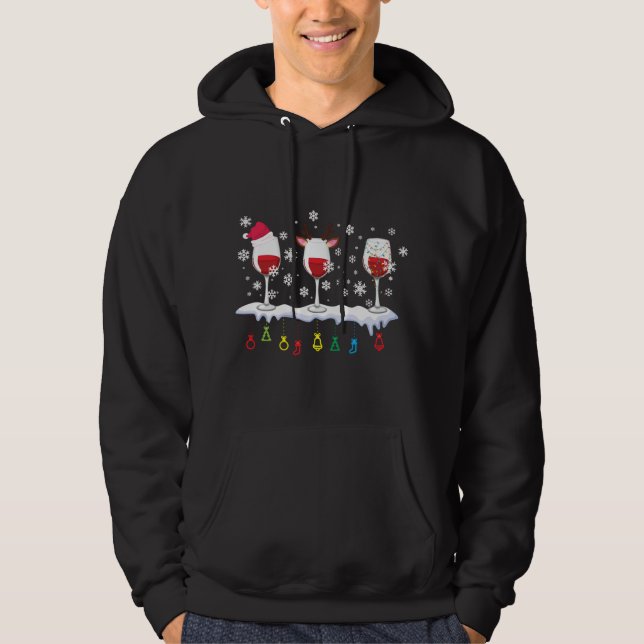 Tre glas Vin jultomte Hoodie (Framsida)