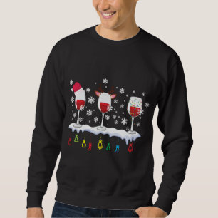 Tre glas Vin jultomte Lång Ärmad Tröja