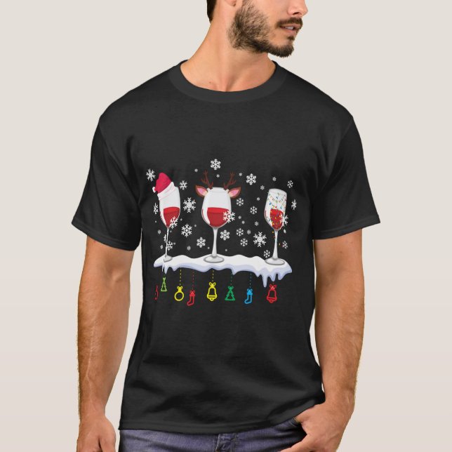 Tre glas Vin jultomte T Shirt (Framsida)