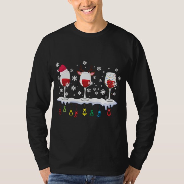 Tre glas Vin jultomte T Shirt (Framsida)
