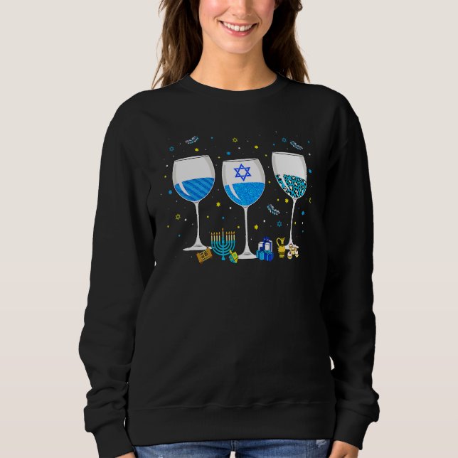 Tre glas vin leopard drinker Hanukkah del T Shirt (Framsida)