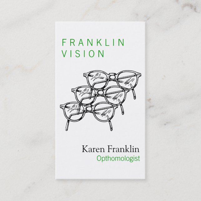Tre glasögon Eyewear Optisk syn Visitkort (Framsida)