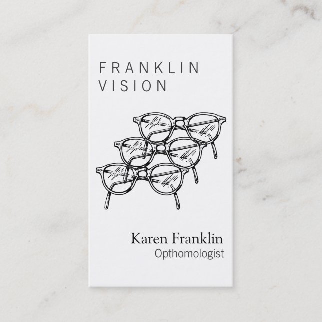 Tre glasögon Eyewear Optisk syn Visitkort (Framsida)