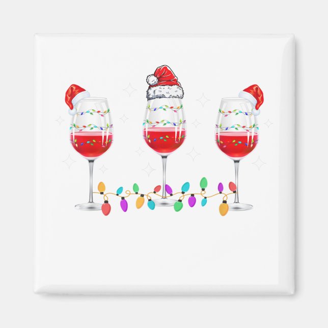 Tre glasögon från Vin jul Ljus Santa Hat X Magnet (Framsidan)