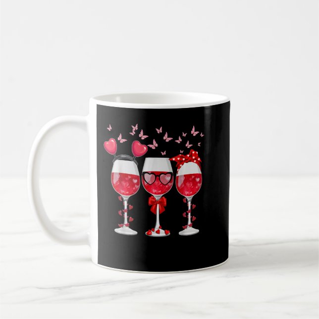 Tre glasögon Vin Heart-funny Ett par Valentineser  Kaffemugg (Vänster)