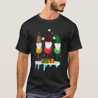 Tre glasögon Vin Julgrå Gnomes Drink T Shirt