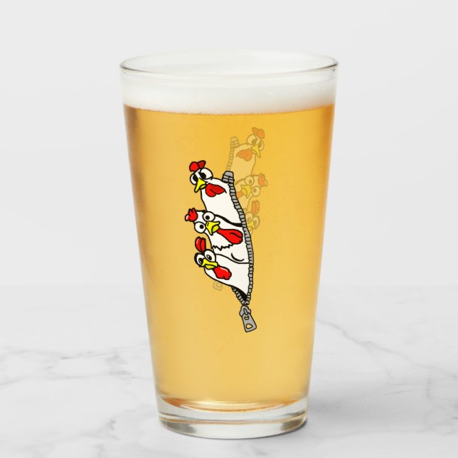 Tre Glass tecknadhönor Glaskopp (Framsida fylld)