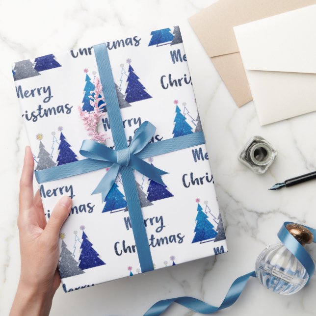 Tre glitter julgran med stjärnmeriter presentpapper (Gifting)